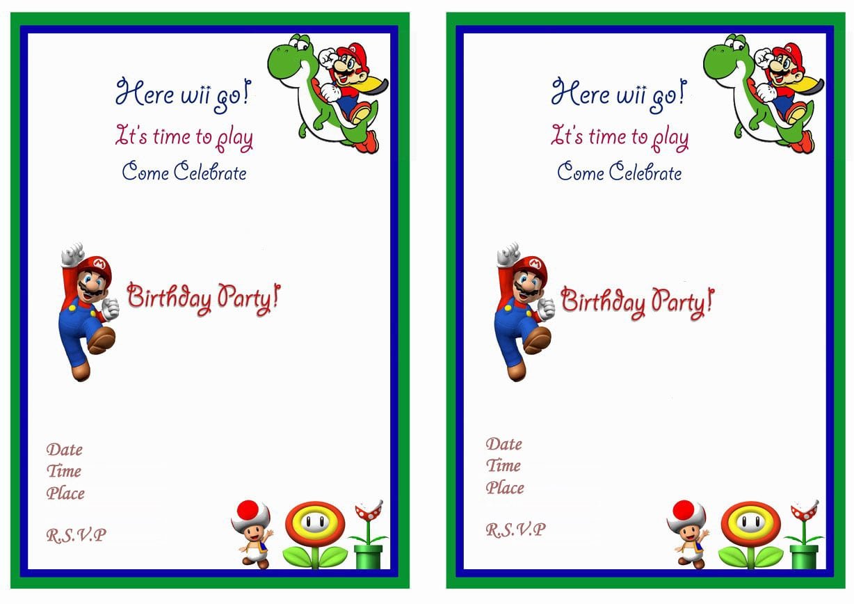 Super Mario Birthday Invitations â Birthday Printable